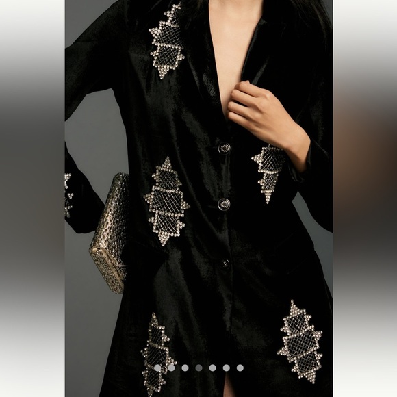 Anthropologie Pinnacle by Shruti Sancheti Velvet Embellished Blazer S. - Picture 4 of 14